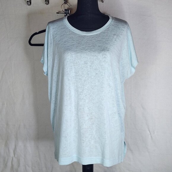 Athleta Modal Blend Light Sea Blue Knit Short Sleeve Athletic Pullover Tee Sz S - Picture 1 of 16